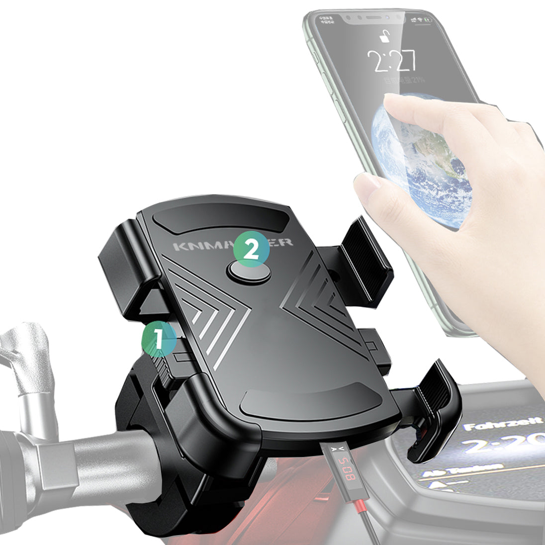 knmaster tt-600u / telefon tutucu tüm motosikletlere uyumlu usb’li