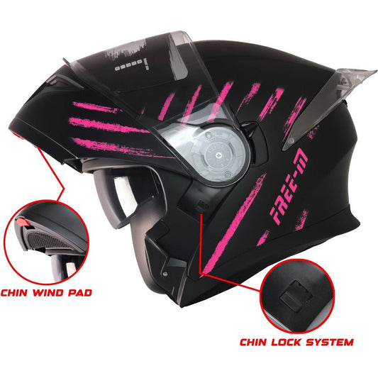 FREE-M KASK / FR-965 PINK ZEBRA ÇENE AÇILIR