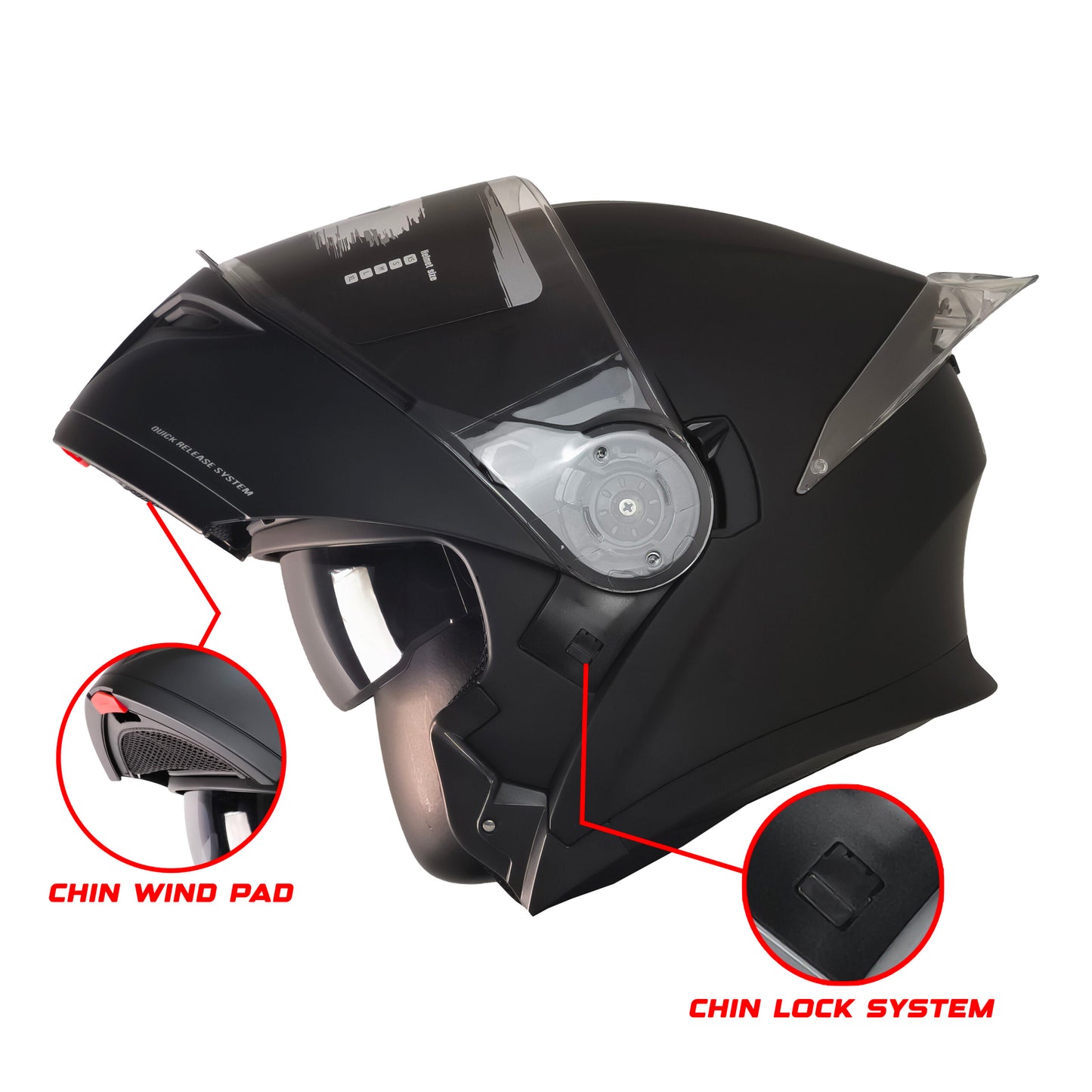 free-m kask /  fr-965 mat black çene açılır