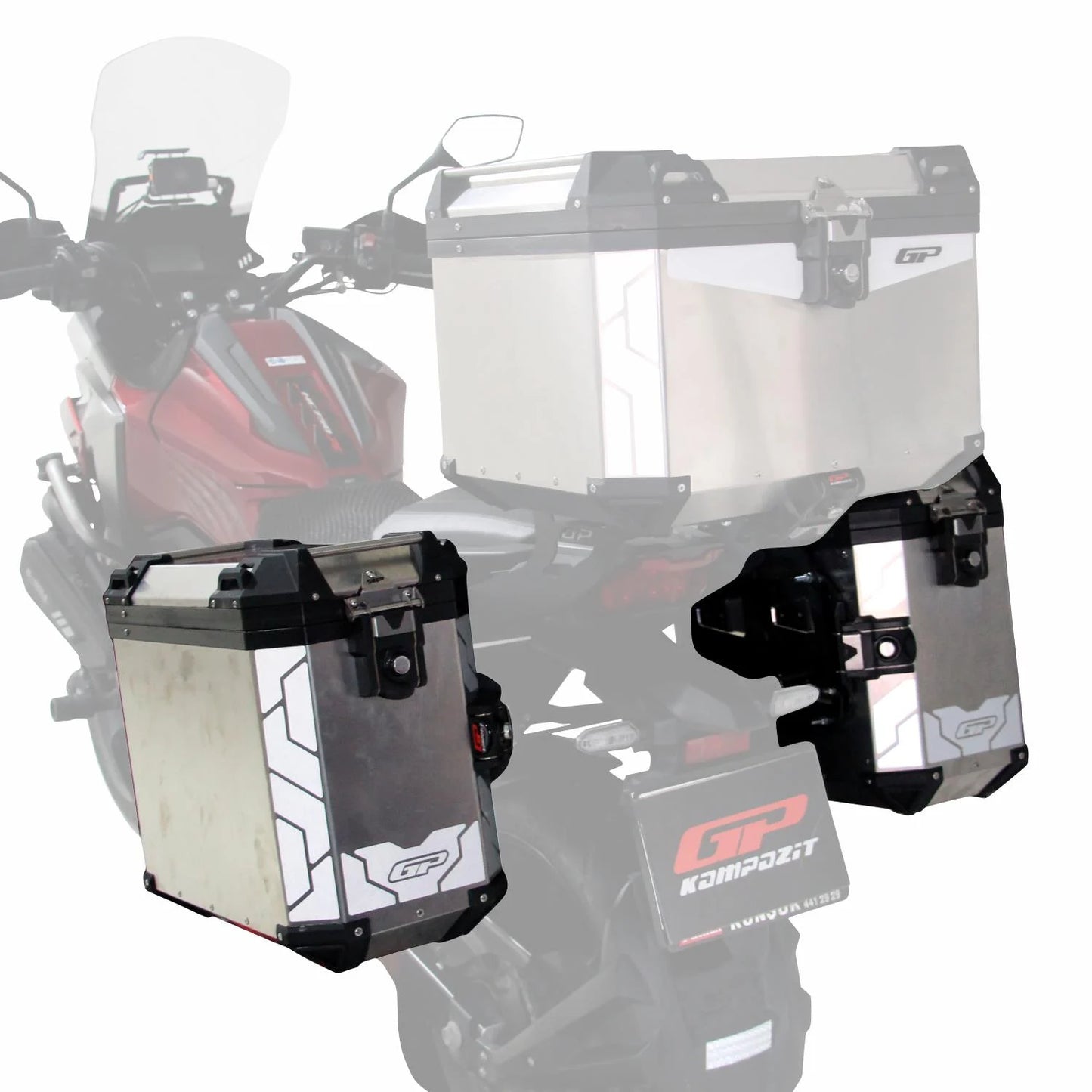 gp kompozit 2x40 lt alüminyum motosiklet yan çanta seti  universal